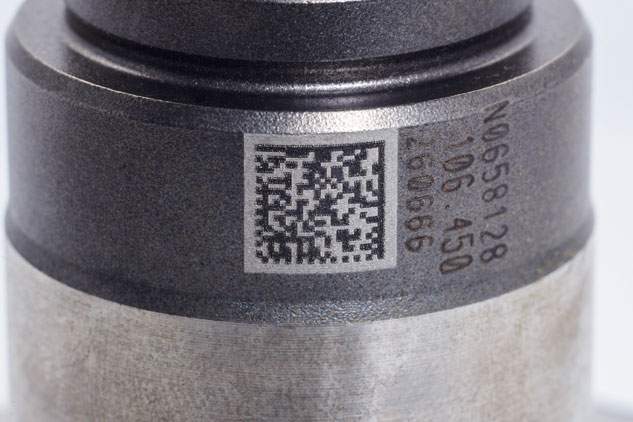 QR code laser mark on metal